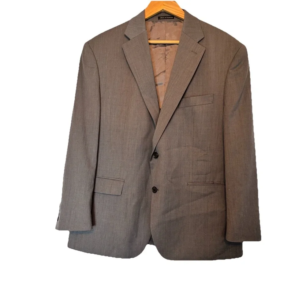 Lauren‎ Ralph Lauren Mens Blazer 44S  Short Wool Gray Suit Jacket Sport Coat